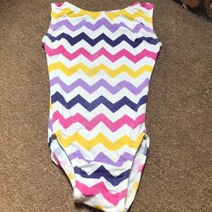 Multi color chevron gymnastics leotard